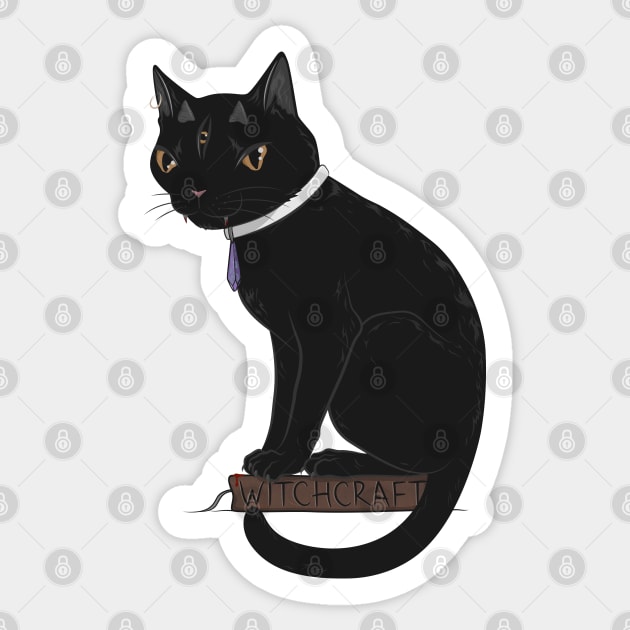 Three-Eyed Black Cat Learning Witchcraft Sticker by runcatrun